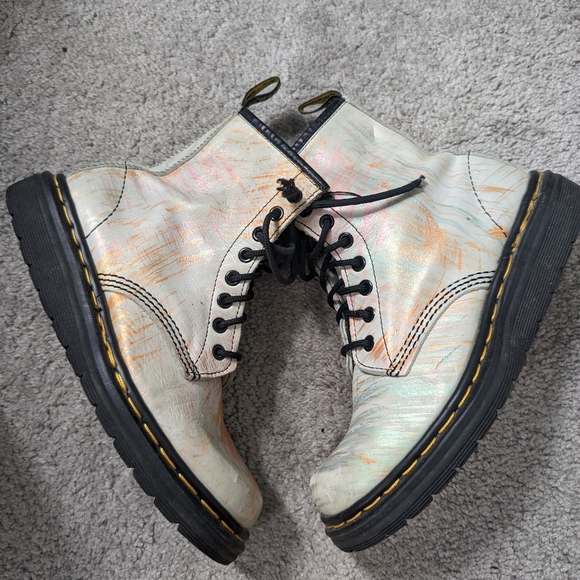 Iridescent stripe leather vintage Doc Dr Martens made in england- size UK 5 - Picture 8 of 9